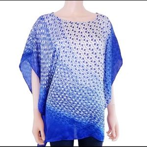 Chico’s Traveler’s Blue and White Poncho Top